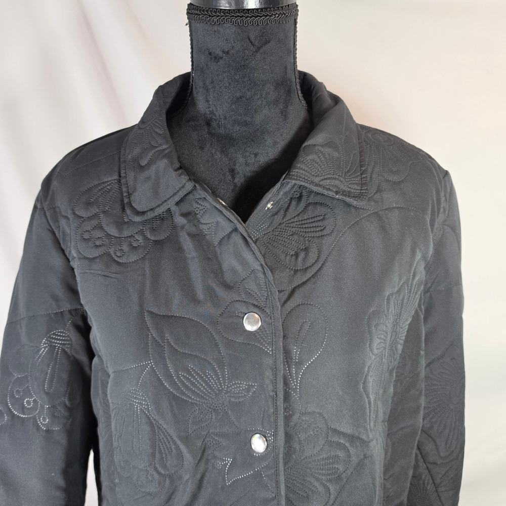 Lemon Grass Studio Floral Quilted Snap Jacket L Boho Cottagecore Grandmacore EUC
